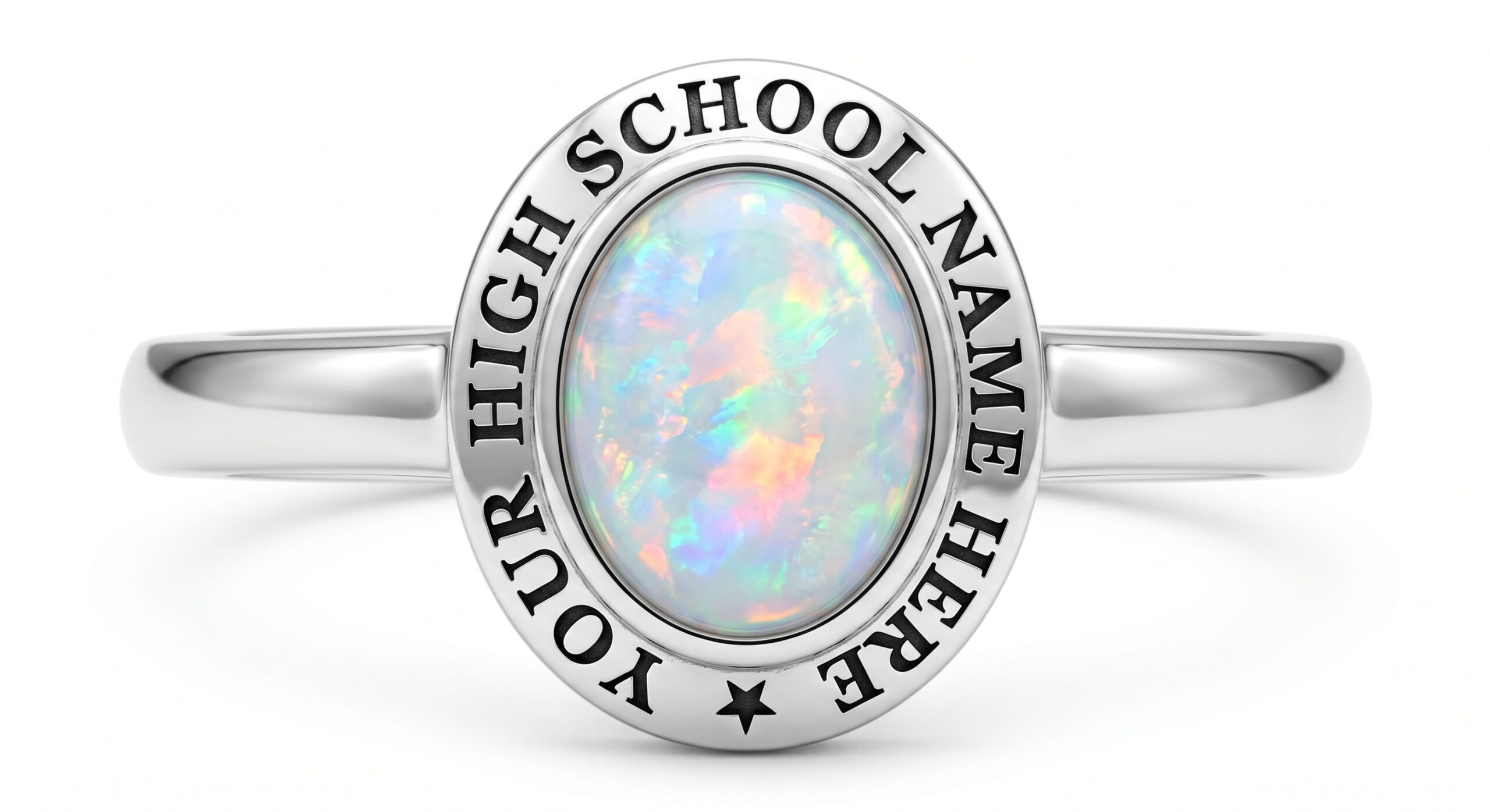 Opal White class ring